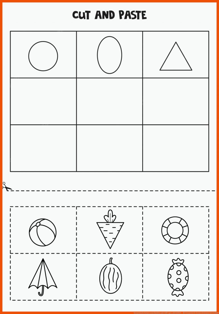 Geometrische formen Ausschneiden Und EinfÃ¼gen. Arbeitsblatt ... Fuer Geometrische formen Erkennen Arbeitsblatt