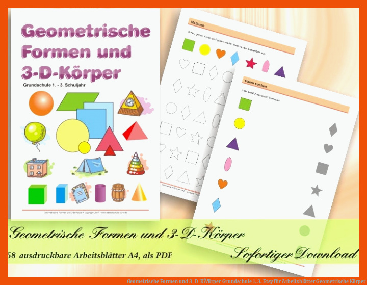 Geometrische Formen und 3-D-KÃ¶rper Grundschule 1. 3. | Etsy für arbeitsblätter geometrische körper