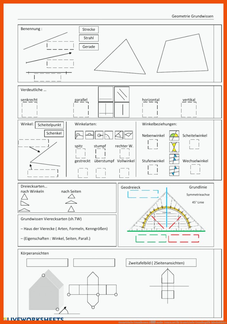 Geometrische Grundformen â mathe-lernen.net für geometrische grundbegriffe arbeitsblätter