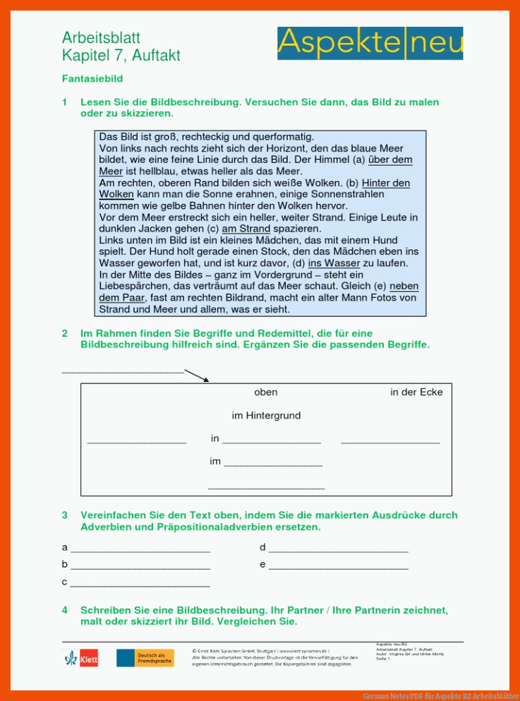 German Notes | PDF für aspekte b2 arbeitsblätter