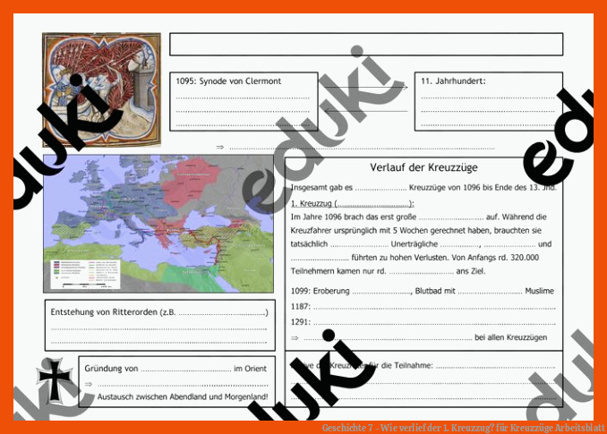 Geschichte 7 - Wie verlief der 1. Kreuzzug? für kreuzzüge arbeitsblatt