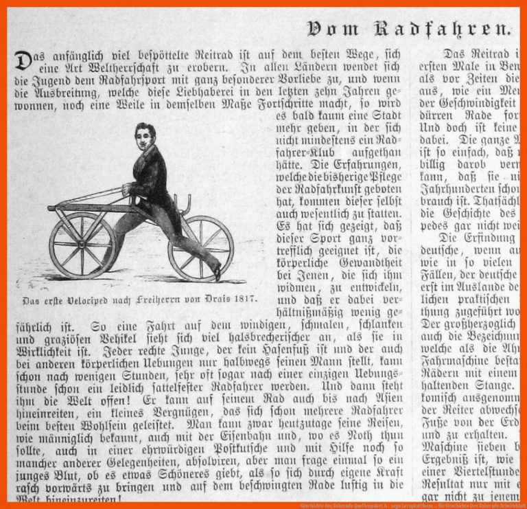 Geschichte des Fahrrads | Quellenpaket A - segu | Lernplattform ... für geschichte des fahrrads arbeitsblatt