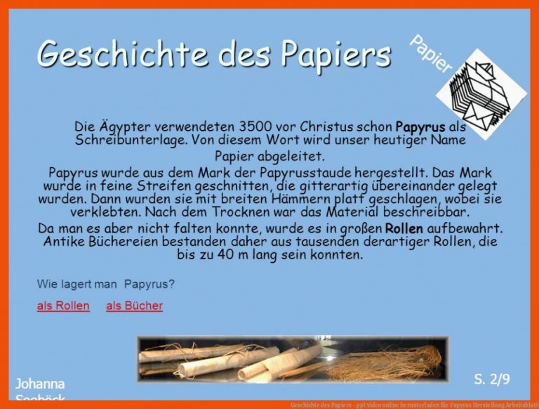 Geschichte des Papiers - ppt video online herunterladen für papyrus herstellung arbeitsblatt