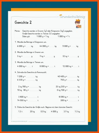 Gewichte Umrechnen Arbeitsblatt Pdf