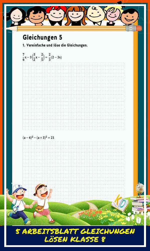 5 Arbeitsblatt Gleichungen Lösen Klasse 8