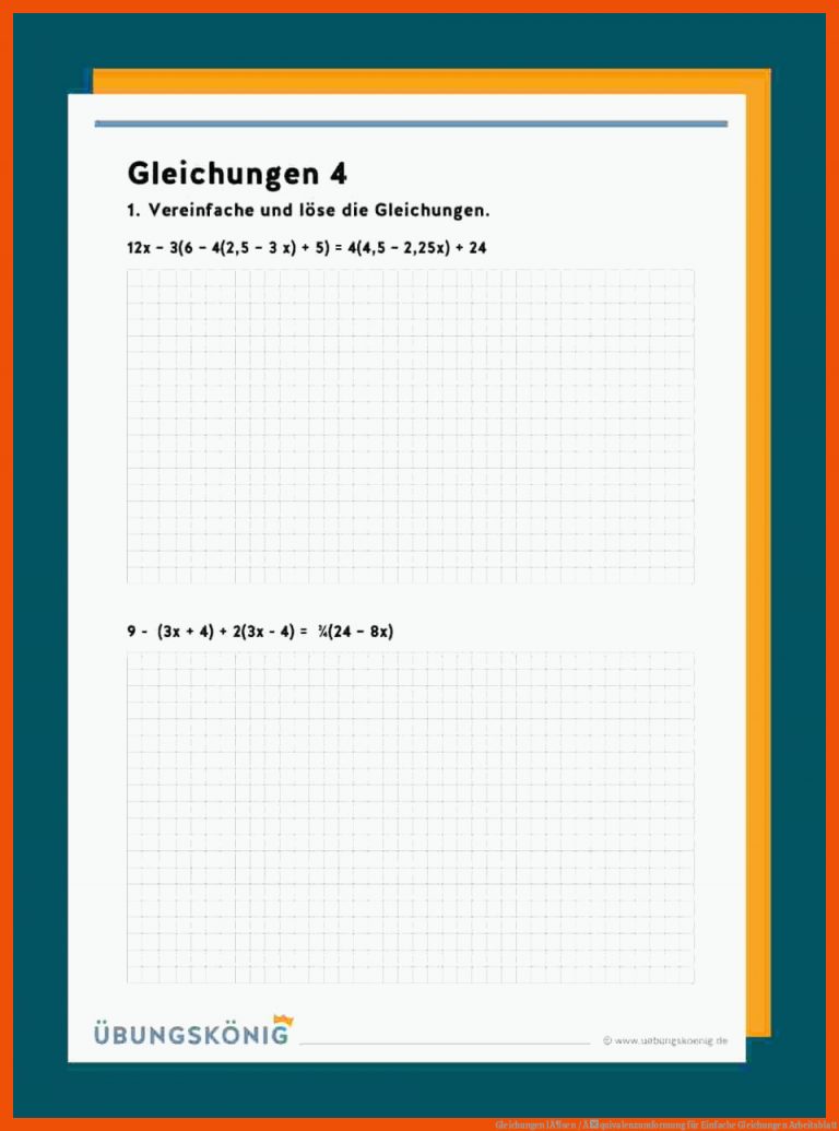 Gleichungen lÃ¶sen / Ãquivalenzumformung für einfache gleichungen arbeitsblatt