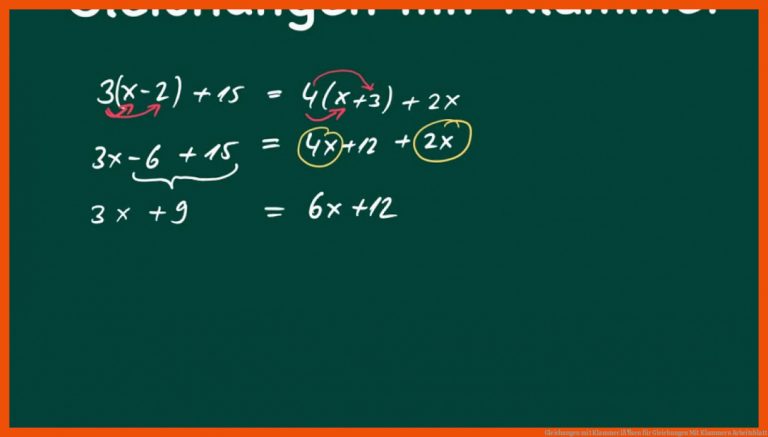 Gleichungen mit Klammer lÃ¶sen für gleichungen mit klammern arbeitsblatt