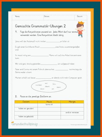 Grammatik 4 Klasse Arbeitsblätter
