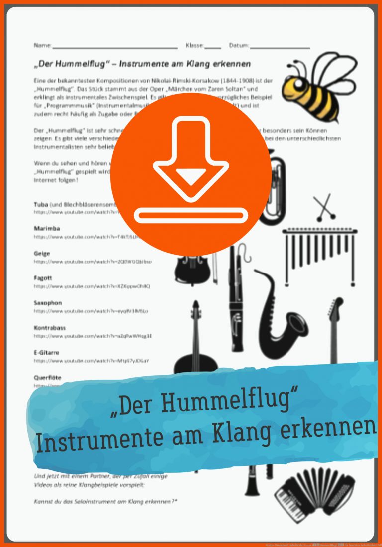 Gratis-Download: Arbeitsblatt zum âHummelflugâ für insekten arbeitsblatt pdf