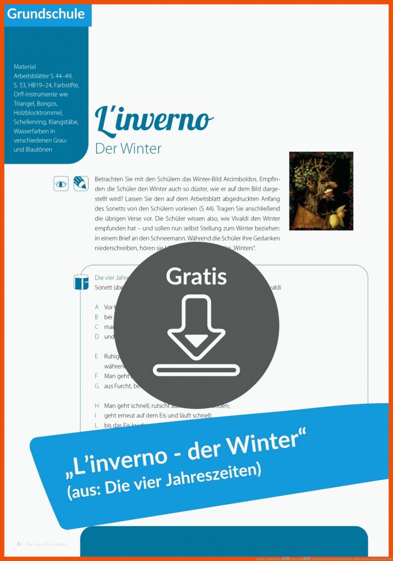 Gratis-Download: âL'invernoâ - Klassik in der Grundschule für jahreszeiten arbeitsblatt pdf