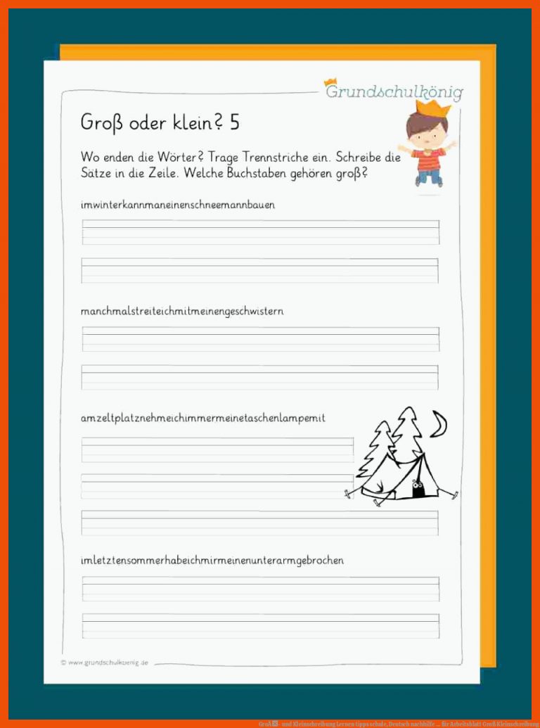 GroÃ- und Kleinschreibung | Lernen tipps schule, Deutsch nachhilfe ... für arbeitsblatt groß kleinschreibung