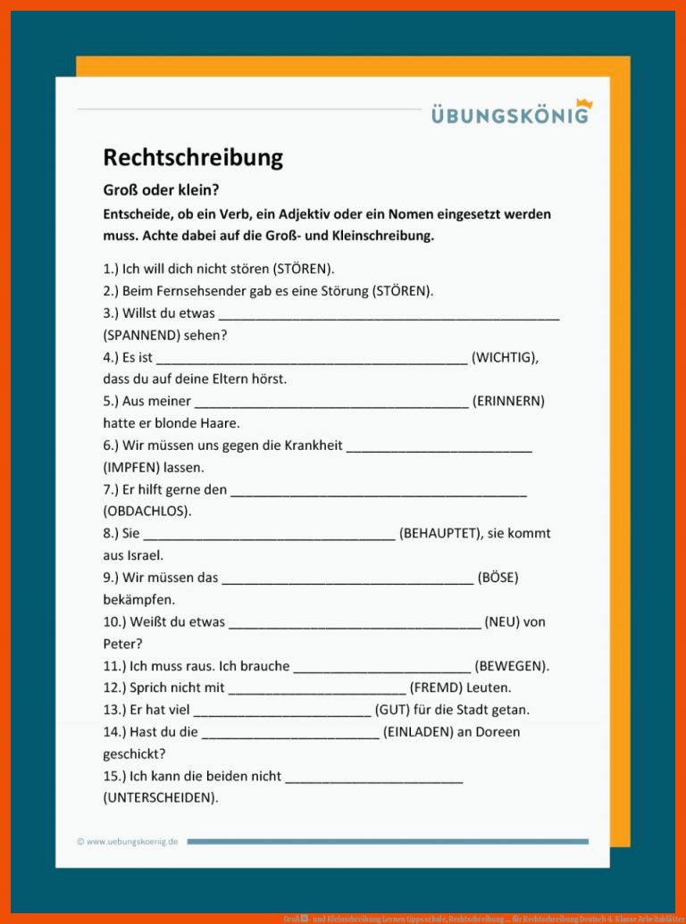 GroÃ- Und Kleinschreibung Lernen Tipps Schule, Rechtschreibung ... Fuer Rechtschreibung Deutsch 4. Klasse Arbeitsblätter