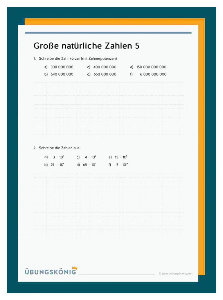 GroÃe NatÃ¼rliche Zahlen Fuer Große Natürliche Zahlen Arbeitsblatt