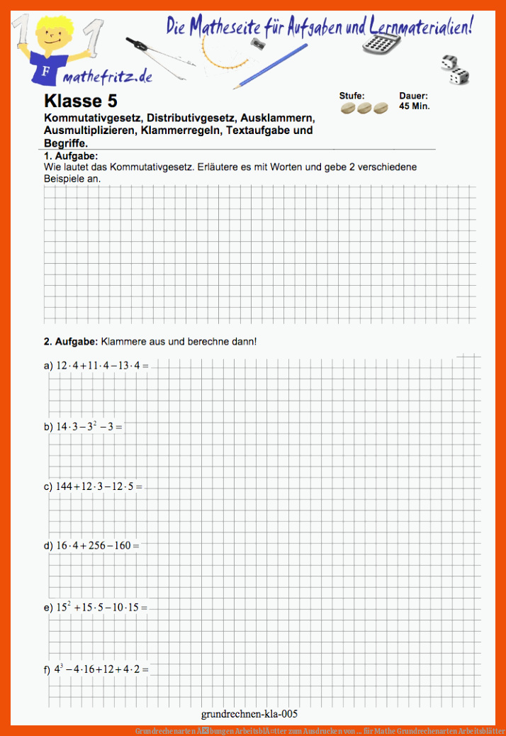 Grundrechenarten Ãbungen | ArbeitsblÃ¤tter zum Ausdrucken von ... für mathe grundrechenarten arbeitsblätter