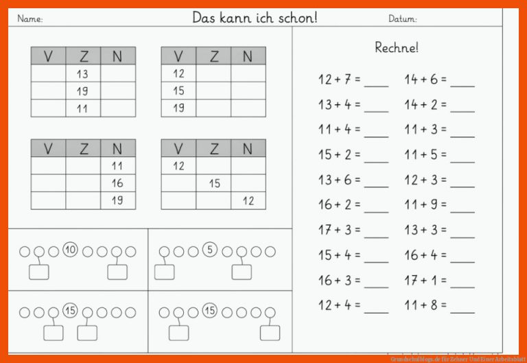 Grundschulblogs.de für zehner und einer arbeitsblatt