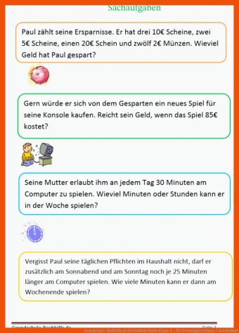 12 Textaufgaben Klasse 3 Arbeitsblatt - Mathe Arbeitsblätter