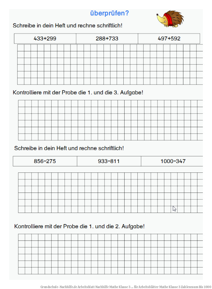 Grundschule-Nachhilfe.de | Arbeitsblatt Nachhilfe Mathe Klasse 3 ... für Arbeitsblätter Mathe Klasse 3 Zahlenraum Bis 1000