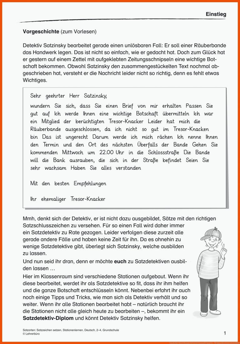 Grundschule Unterrichtsmaterial Deutsch Grammatik Satzarten ... für satzzeichen setzen arbeitsblätter