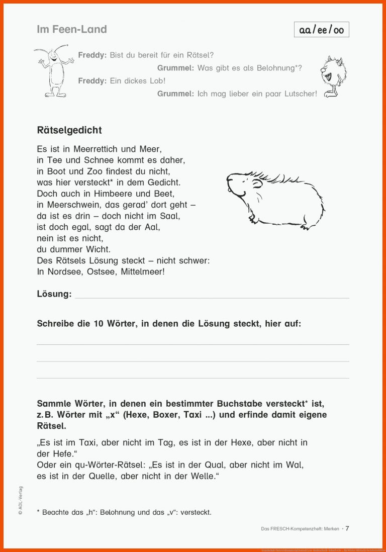 Grundschule Unterrichtsmaterial Deutsch Lese-Rechtschreib-SchwÃ¤che ... für wörter mit aa ee oo arbeitsblätter
