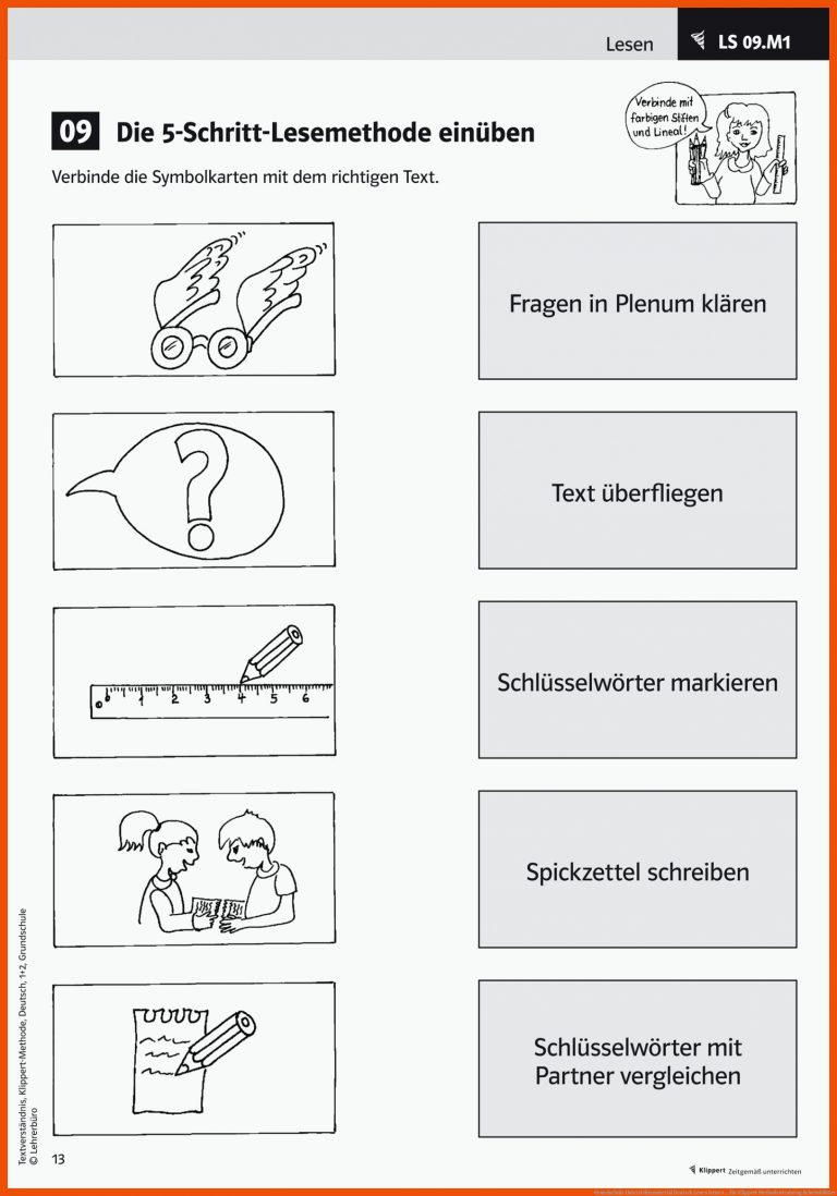 Grundschule Unterrichtsmaterial Deutsch Lesen lernen ... für klippert methodentraining arbeitsblätter