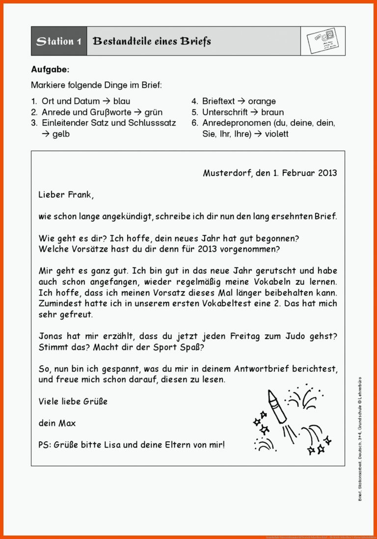 Grundschule Unterrichtsmaterial Deutsch Schreiben Brief ... für briefe schreiben 3. klasse arbeitsblätter
