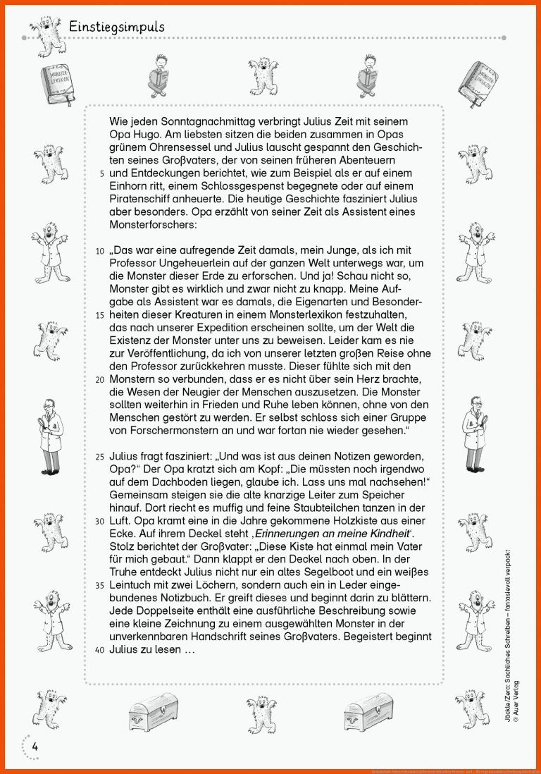 Grundschule Unterrichtsmaterial Deutsch Schreiben Wesens- Und ... Fuer Gegenstandsbeschreibung Arbeitsblatt