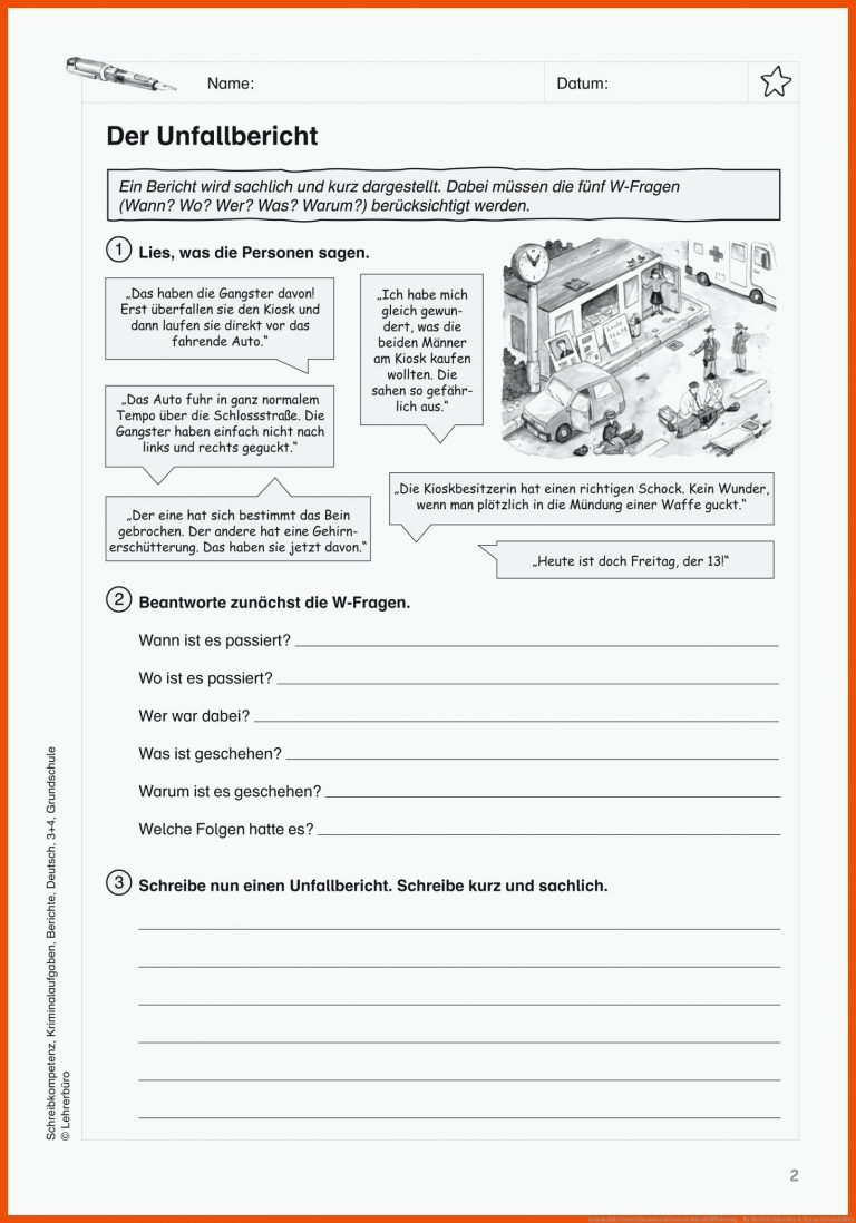 Grundschule Unterrichtsmaterial Deutsch SchreibfÃ¶rderung ... für berichte schreiben 4. klasse arbeitsblätter