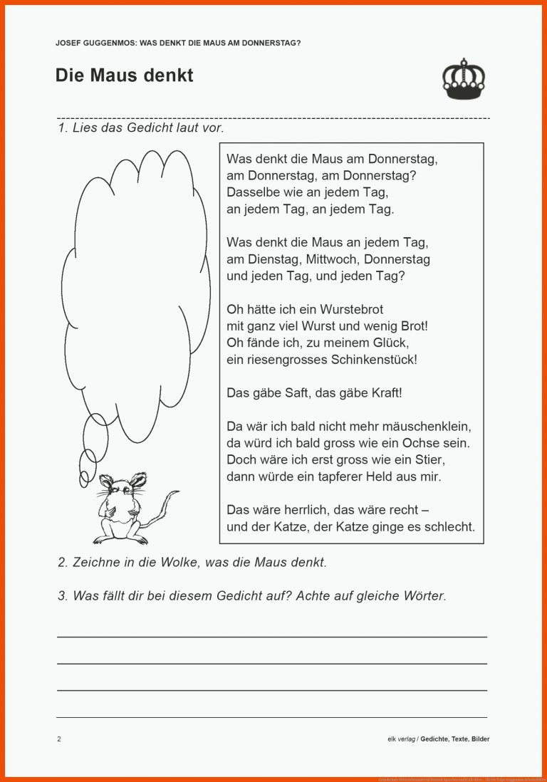 Grundschule Unterrichtsmaterial Deutsch Sprechen und ErzÃ¤hlen ... für die tulpe guggenmos arbeitsblätter