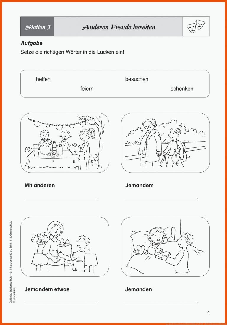 Grundschule Unterrichtsmaterial Ethik Inklusion GefÃ¼hle ... für gefühle erkennen arbeitsblatt