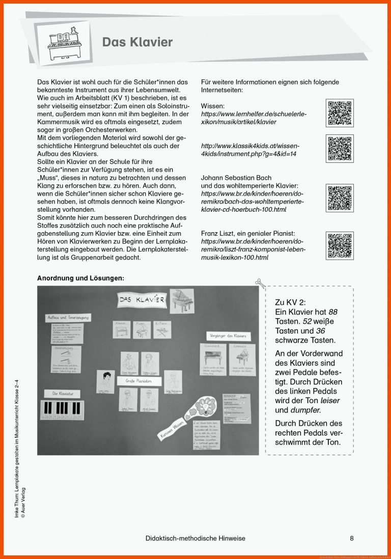 Grundschule Unterrichtsmaterial Fuer Klavier Aufbau Arbeitsblatt