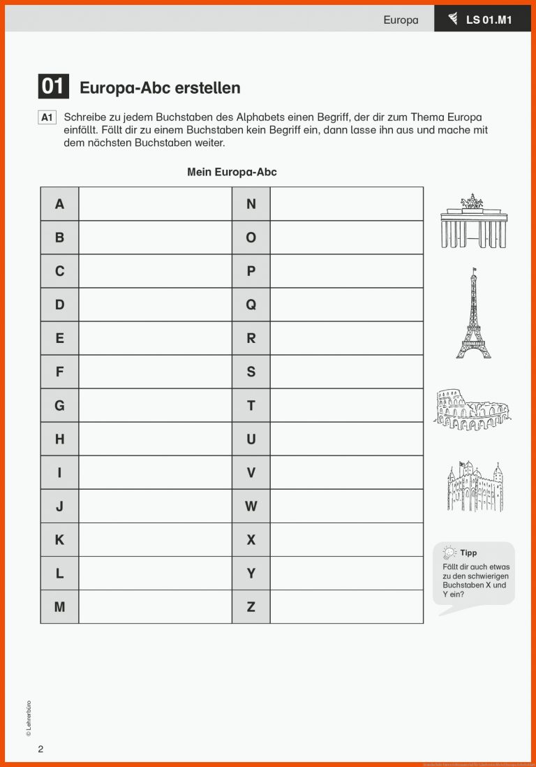 Grundschule Unterrichtsmaterial für ländersteckbrief europa arbeitsblatt