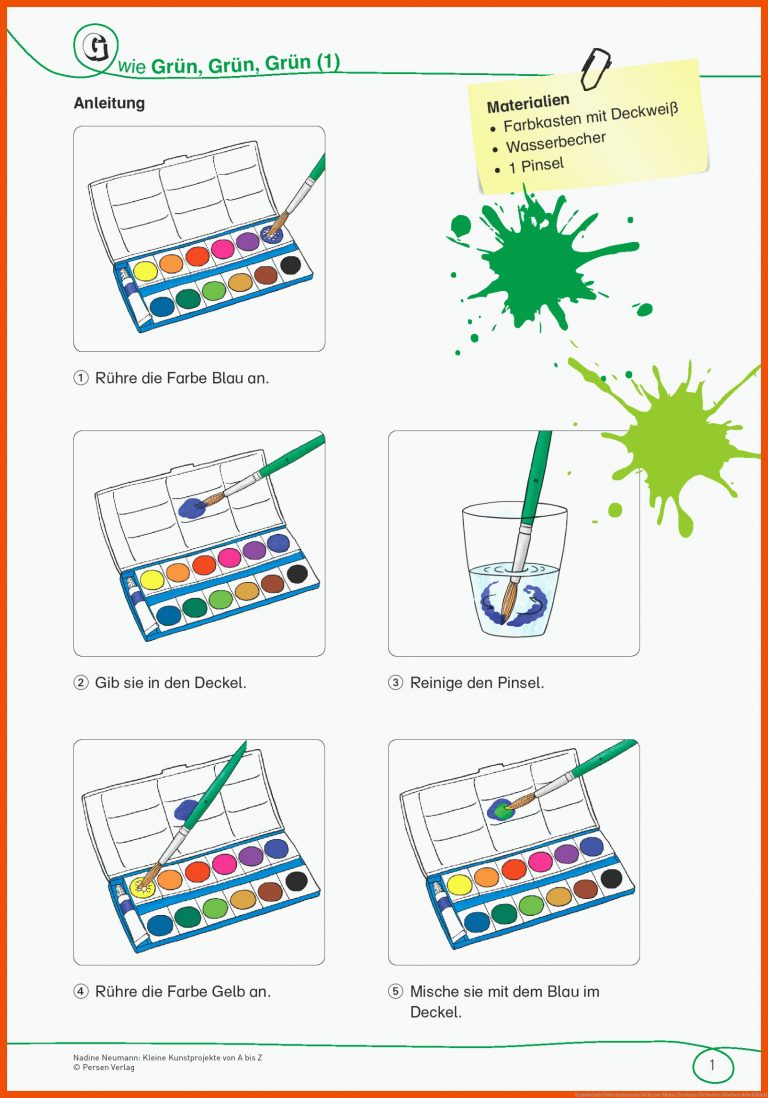 Grundschule Unterrichtsmaterial Kunst Malen/Zeichnen für farben mischen arbeitsblatt