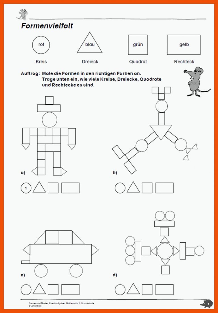Grundschule Unterrichtsmaterial Mathematik Denken und ProblemlÃ¶sen ... für geometrische formen 1 klasse arbeitsblätter
