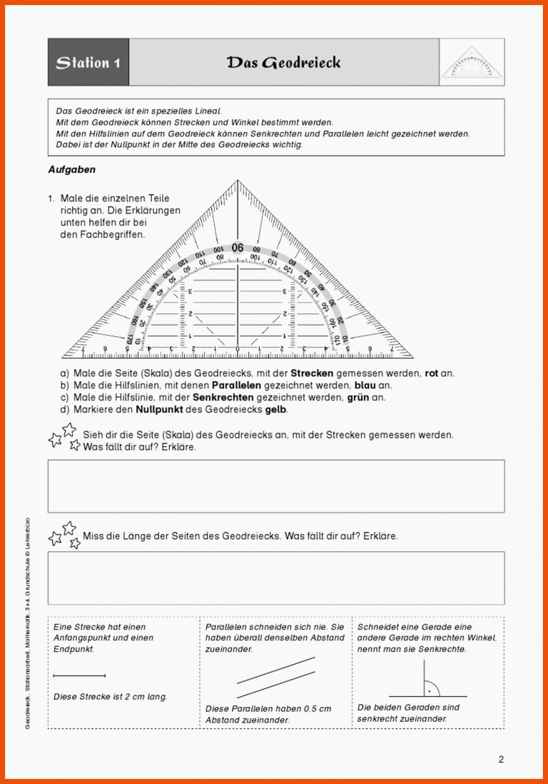 Grundschule Unterrichtsmaterial Mathematik für arbeitsblatt senkrechte und parallele geraden klasse 4