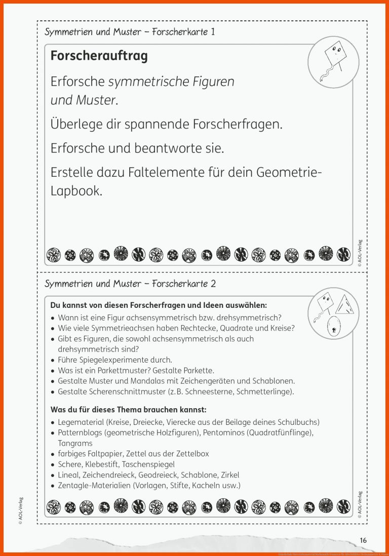 Grundschule Unterrichtsmaterial Mathematik Geometrie Fuer Arbeitsblätter Drehsymmetrie 4. Klasse