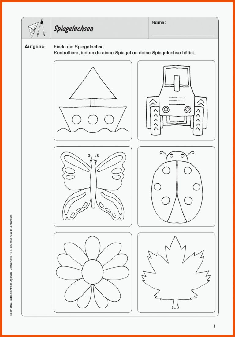 Grundschule Unterrichtsmaterial Mathematik Geometrie für arbeitsblatt symmetrie 2. klasse