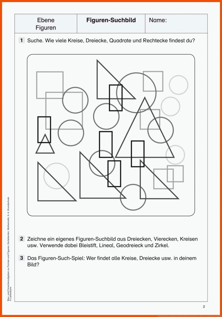Grundschule Unterrichtsmaterial Mathematik Geometrie Fuer Ebene Figuren Grundschule Arbeitsblätter