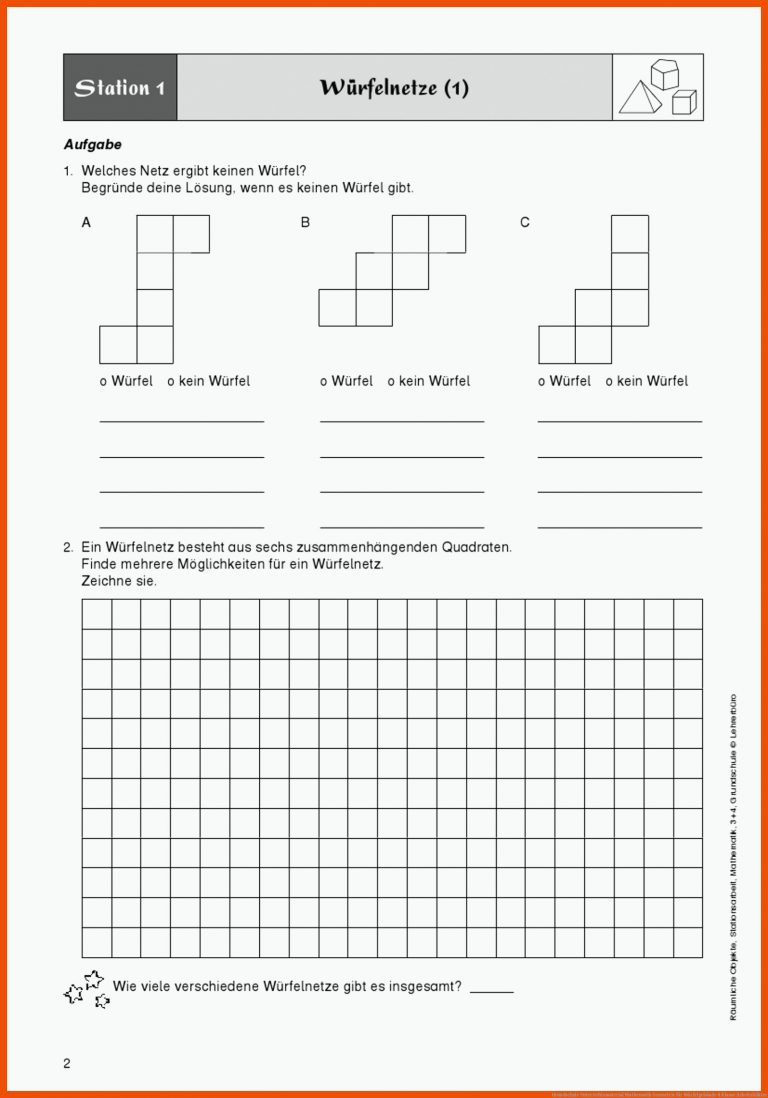 Grundschule Unterrichtsmaterial Mathematik Geometrie für würfelgebäude 4 klasse arbeitsblätter
