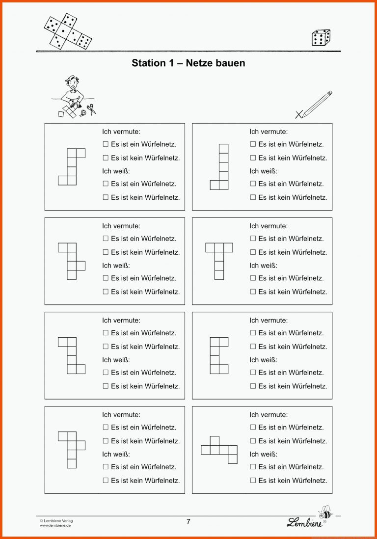 Grundschule Unterrichtsmaterial Mathematik Geometrie für würfelnetze arbeitsblatt pdf