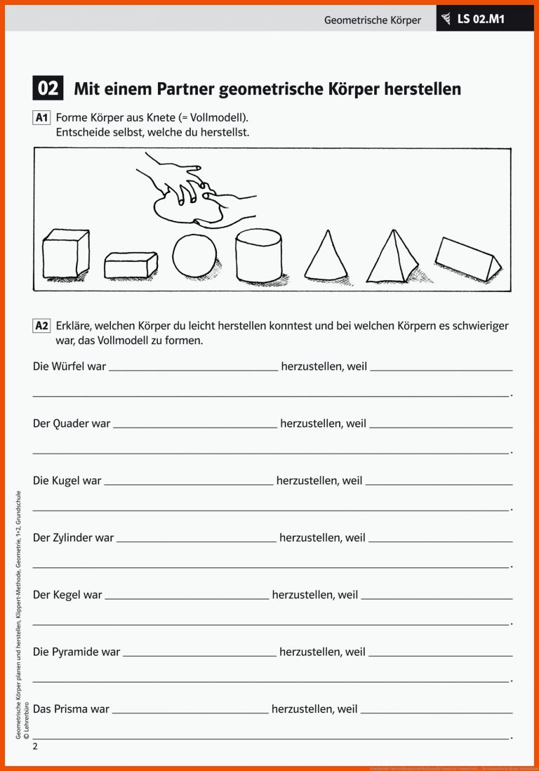 Grundschule Unterrichtsmaterial Mathematik Geometrie Geometrische ... Fuer Geometrische Körper Arbeitsblatt