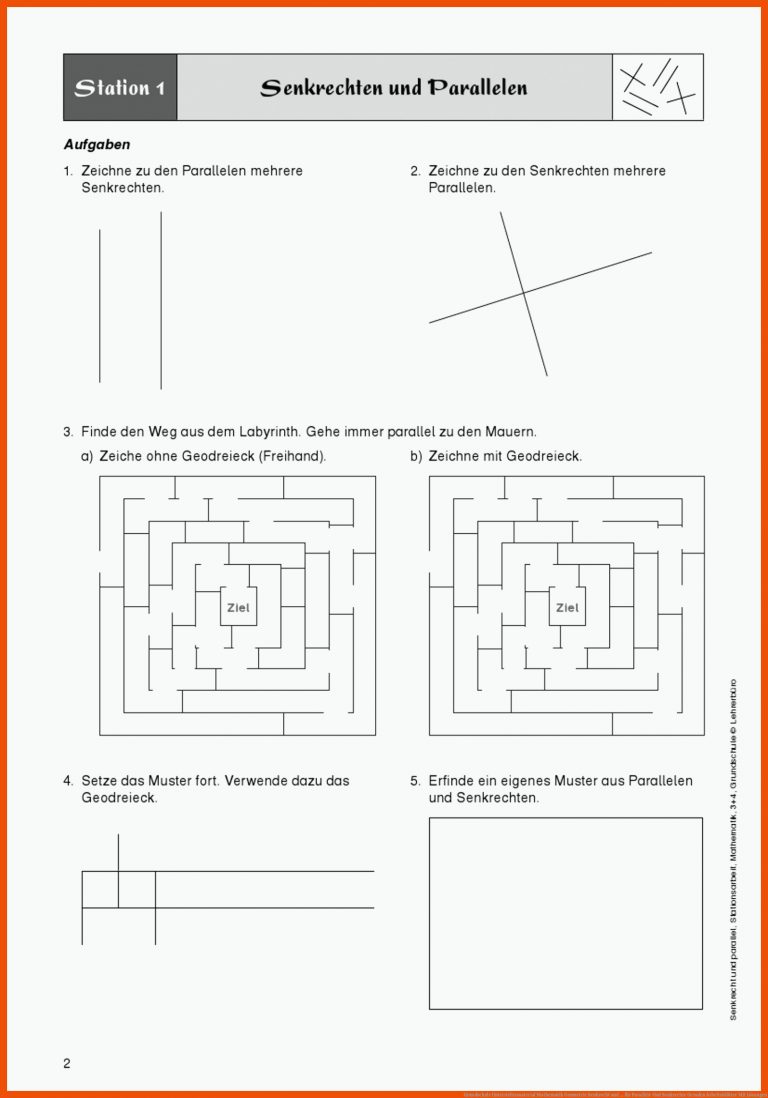 Grundschule Unterrichtsmaterial Mathematik Geometrie Senkrecht und ... für parallele und senkrechte geraden arbeitsblätter mit lösungen