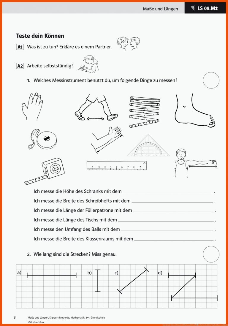 Grundschule Unterrichtsmaterial Mathematik GrÃ¶Ãen für arbeitsblätter mathe klasse 5 schätzen