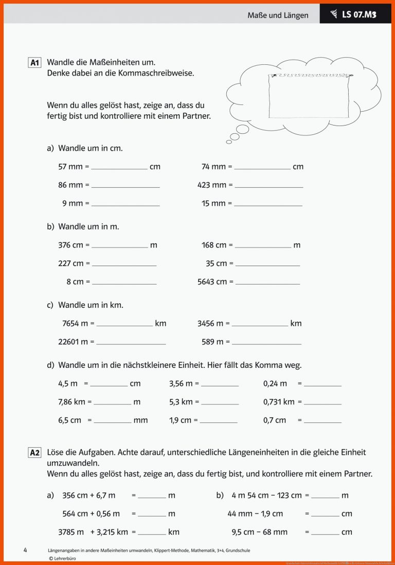 Grundschule Unterrichtsmaterial Mathematik GrÃ¶Ãen für grössen umwandeln arbeitsblätter