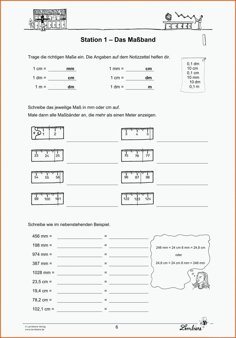 Grundschule Unterrichtsmaterial Mathematik GrÃ¶Ãen LÃ¤ngen messen ... für längenmaße umwandeln arbeitsblätter