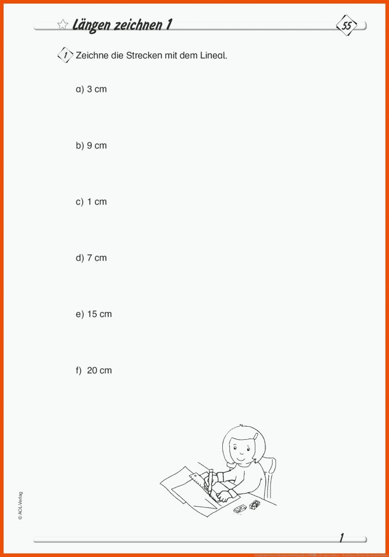 Grundschule Unterrichtsmaterial Mathematik GrÃ¶Ãen LÃ¤ngen zeichnen ... für zeichnen mit dem lineal arbeitsblätter