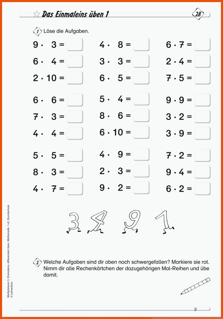 Grundschule Unterrichtsmaterial Mathematik Grundrechenarten für arbeitsblätter mathe klasse 2 multiplikation