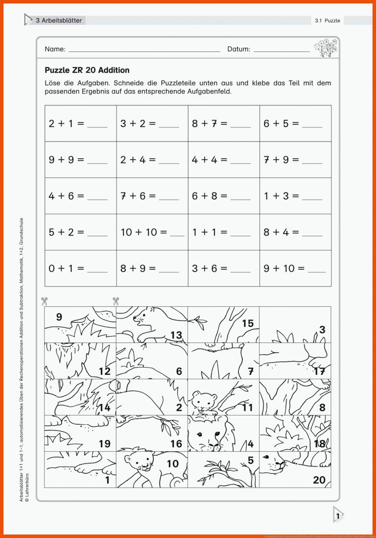 Grundschule Unterrichtsmaterial Mathematik Grundrechenarten für arbeitsblätter mathematik 1. klasse