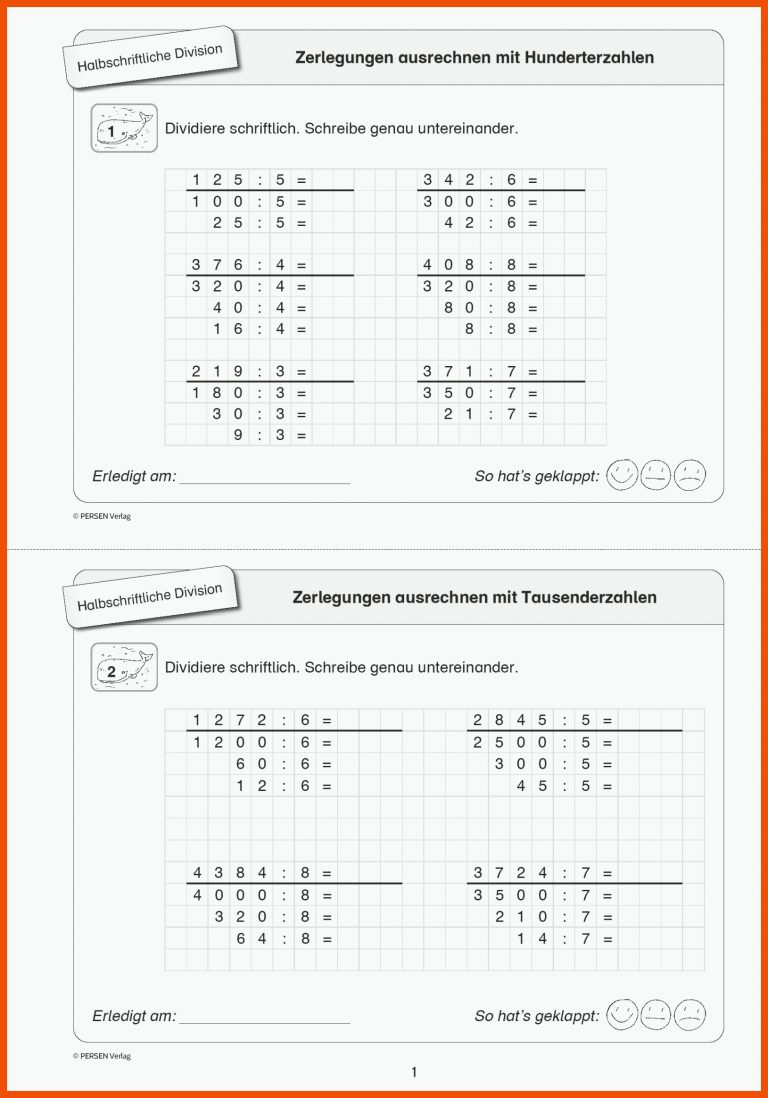 Grundschule Unterrichtsmaterial Mathematik Grundrechenarten für dividieren 4 klasse arbeitsblätter