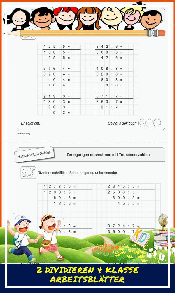 2 Dividieren 4 Klasse Arbeitsblätter