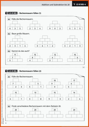 10 Rechenmauern 1 Klasse Arbeitsblätter - Mathe Arbeitsblätter